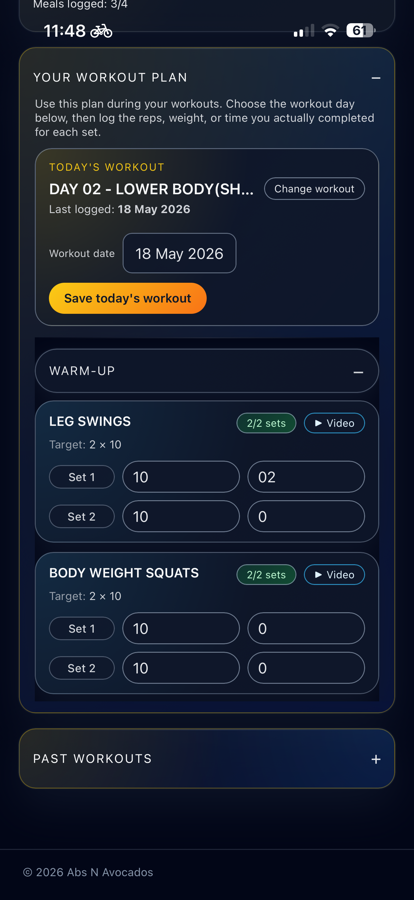 Workout logging